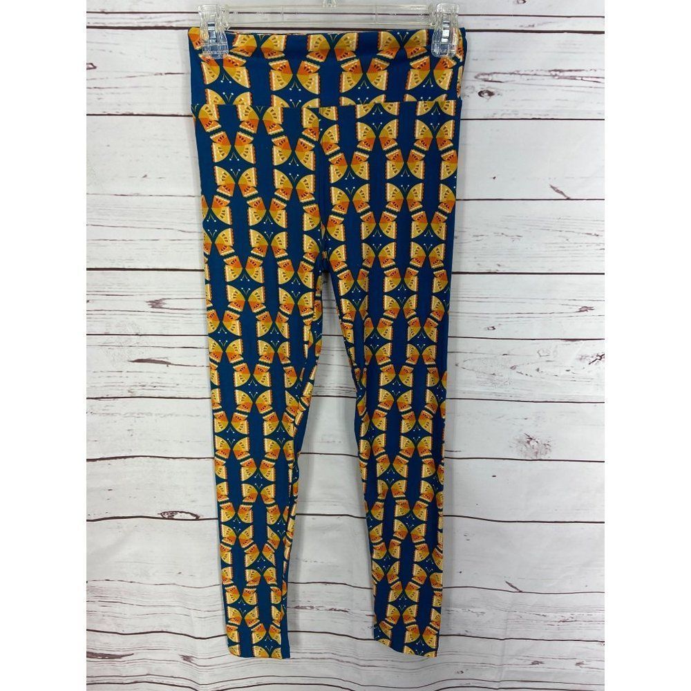 LuLaRoe Leggings‎ OS One Size Navy Blue Orange Yellow Butterfly Watermelon
